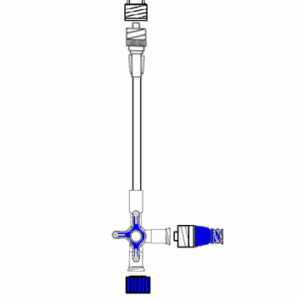 Llave 3 vías con válvula bioseguridad y alargadera 10 cm.